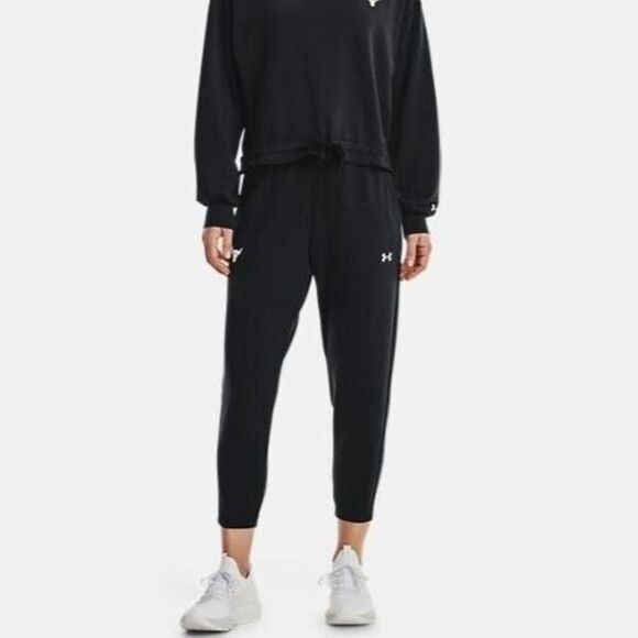 Under Armour 1361060 001 Women's Sz L Black Project Rock Terry Cropped Pants - Picture 7 of 7